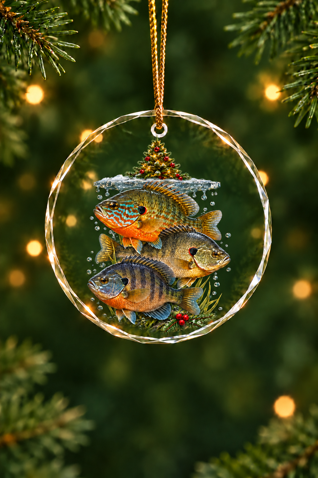 Ice Tree Sunfish Bluegill Slam - Glass Ornament image 1