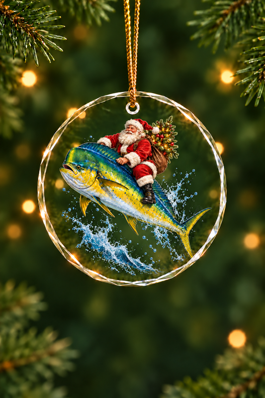 Santa Mahi Express Tree - Glass Ornament image 1