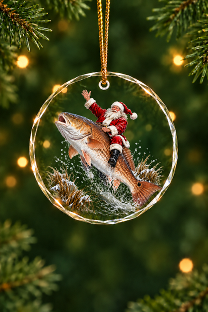 Santa Salt Marsh Redfish - Glass Ornament image 1