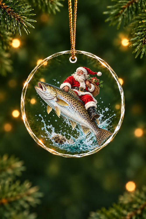 Santa Oyster Bar Speckled Trout - Glass Ornament image 1