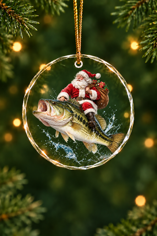 Santa Lake Largemouth Bass - Glass Ornament image 1