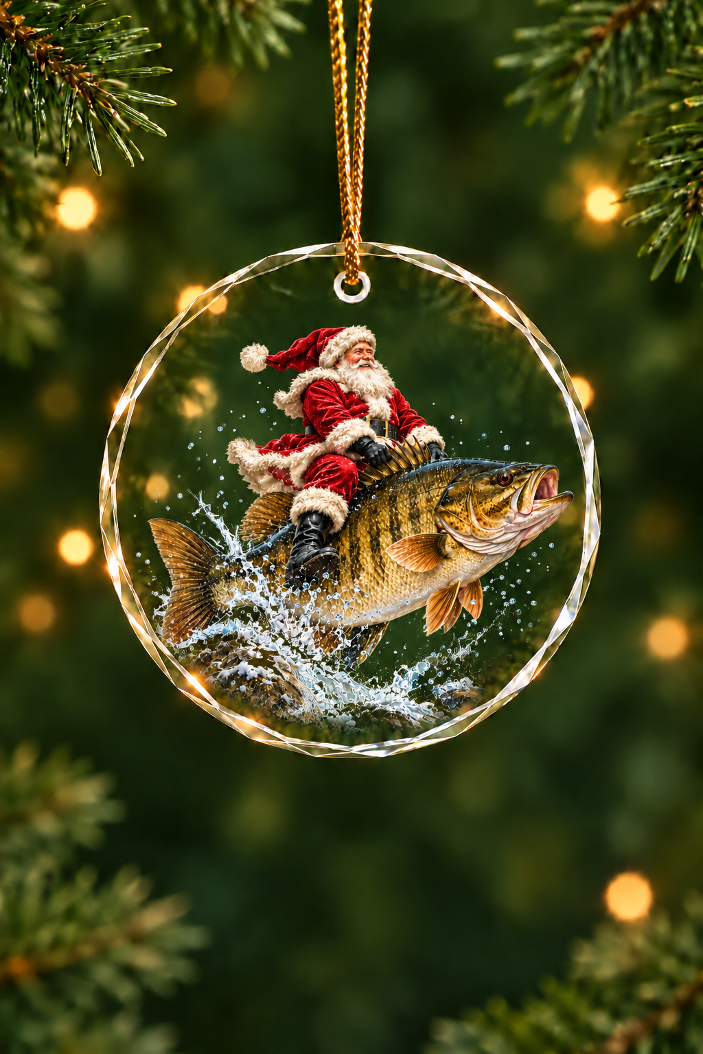 Santa River Smallmouth Bass - Glass Ornament image 1