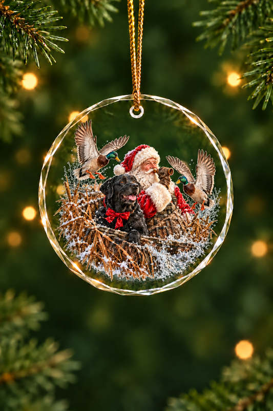 Santa Duck Blind Mallard - Glass Ornament image 1