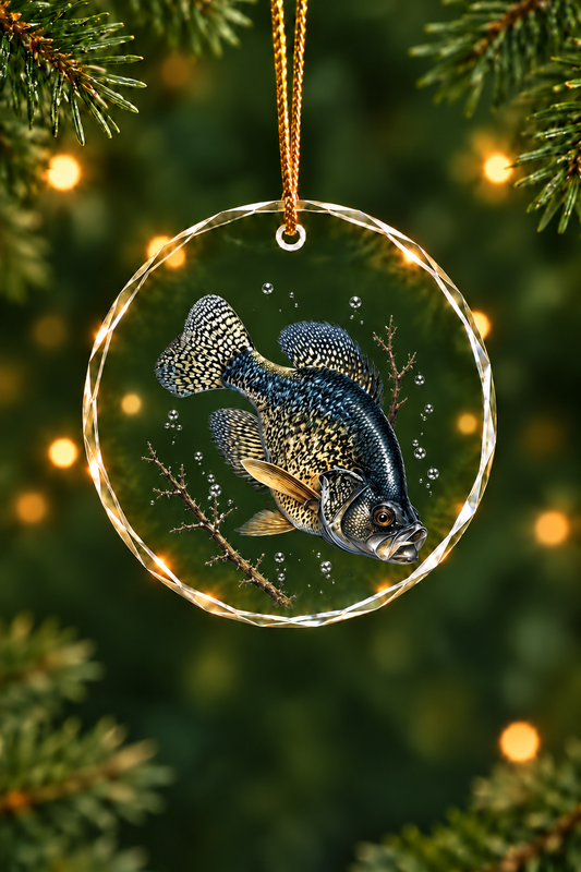 Sunlit Flooded Crappie - Glass Ornament image 1