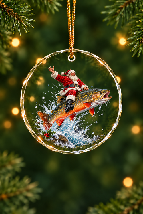 Santa Brook Trout Creek - Glass Ornament image 1