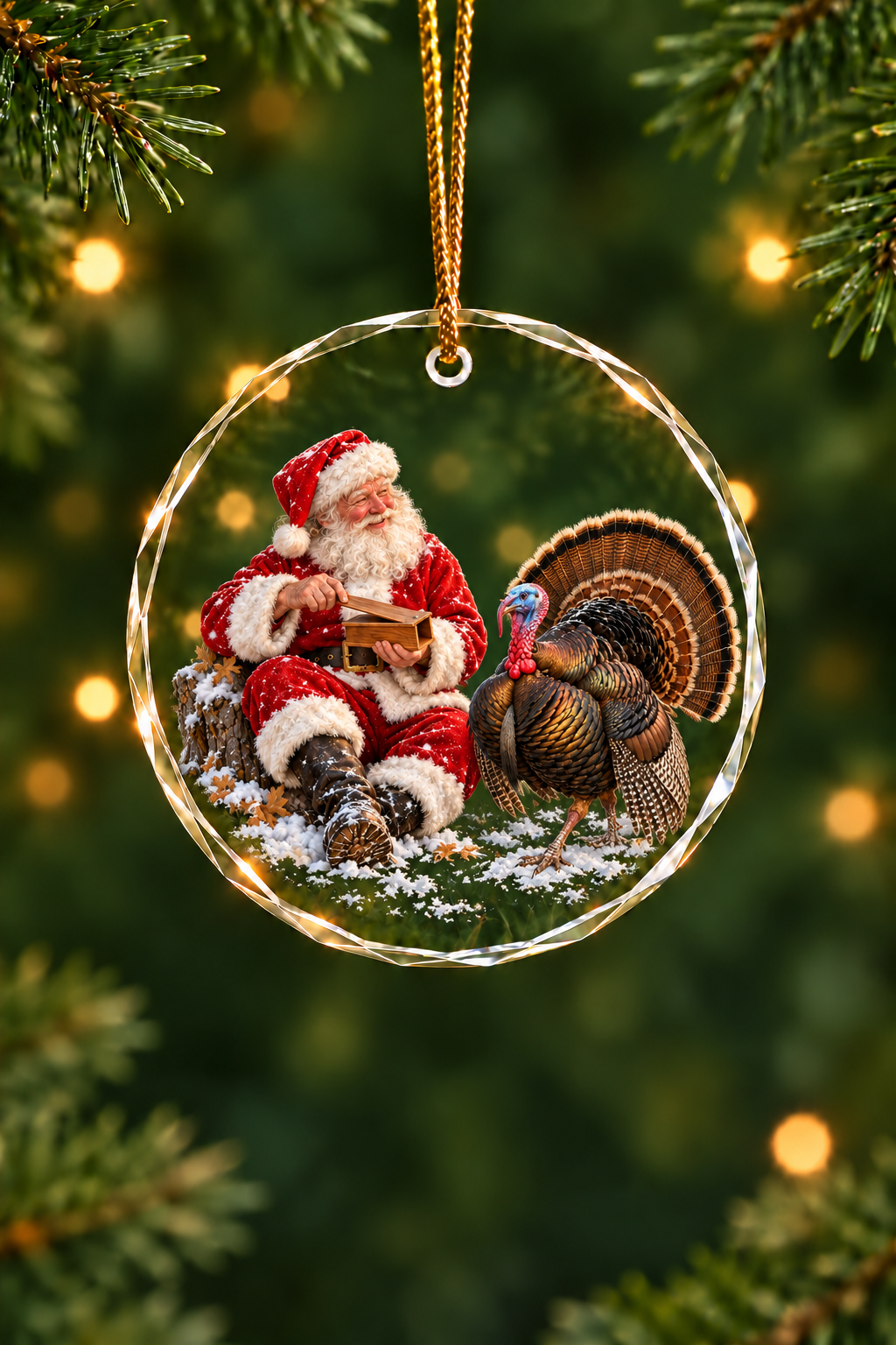 Santa Box Call Wild Turkey - Glass Ornament image 1