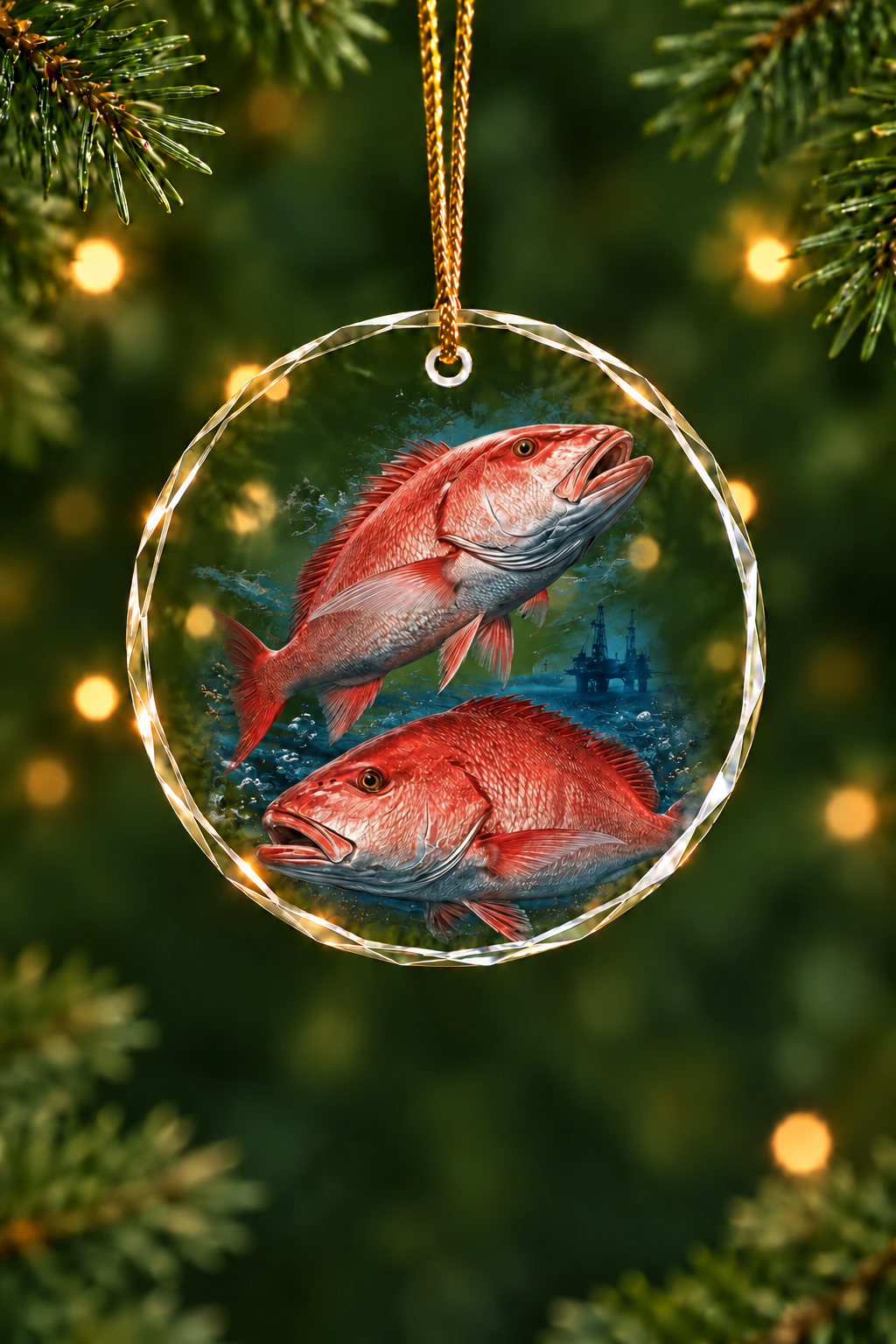 Rig Reef Snapper - Glass Ornament image 1