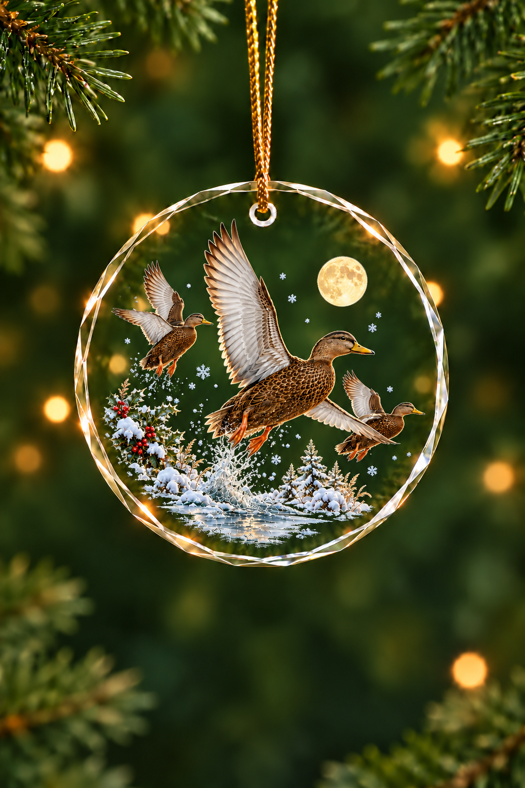 Holly Creek Black Duck - Glass Ornament image 1