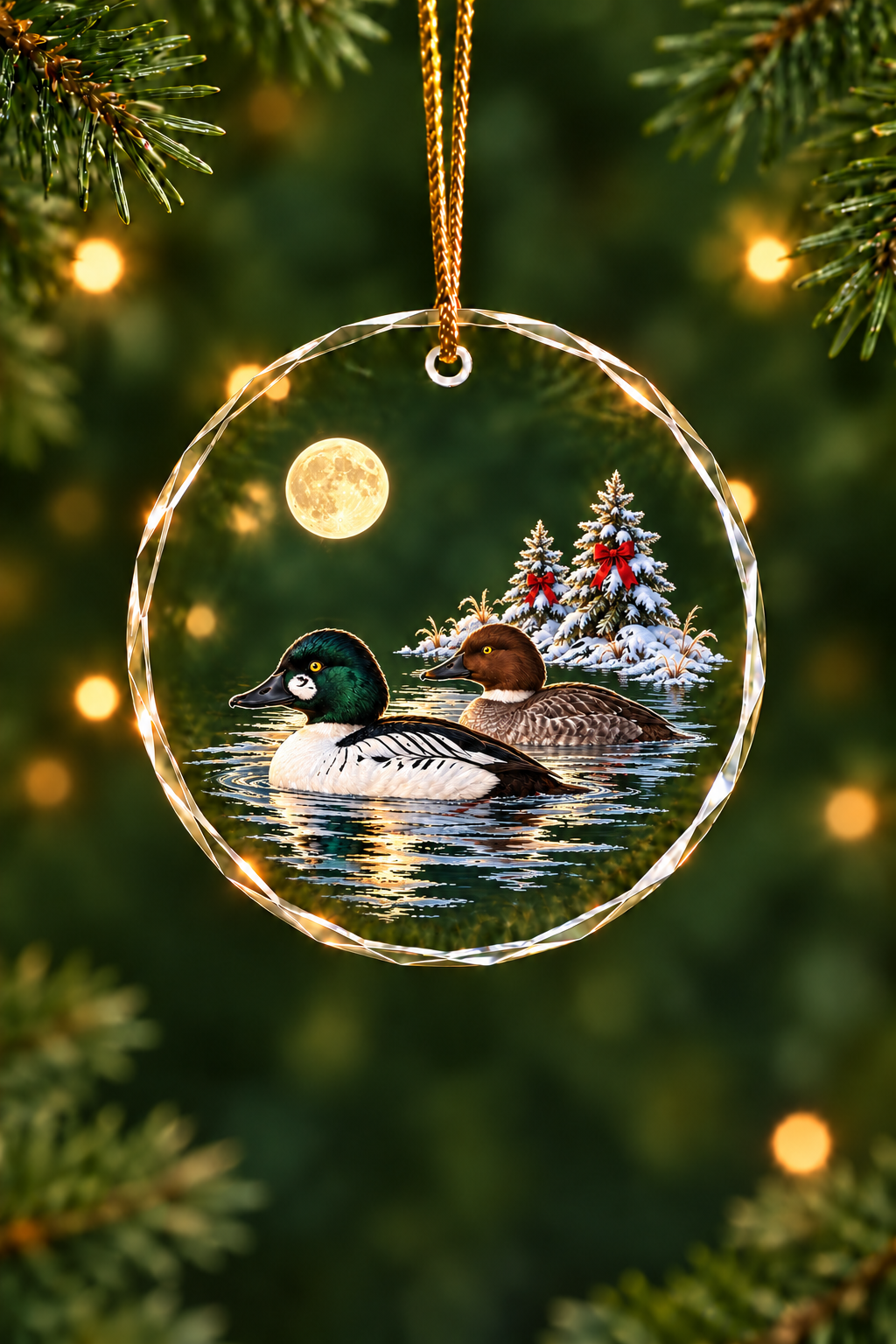 Frozen Lake Goldeneye - Glass Ornament image 1