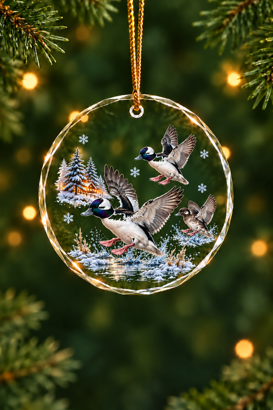 Icy Pond Bufflehead - Glass Ornament image 1
