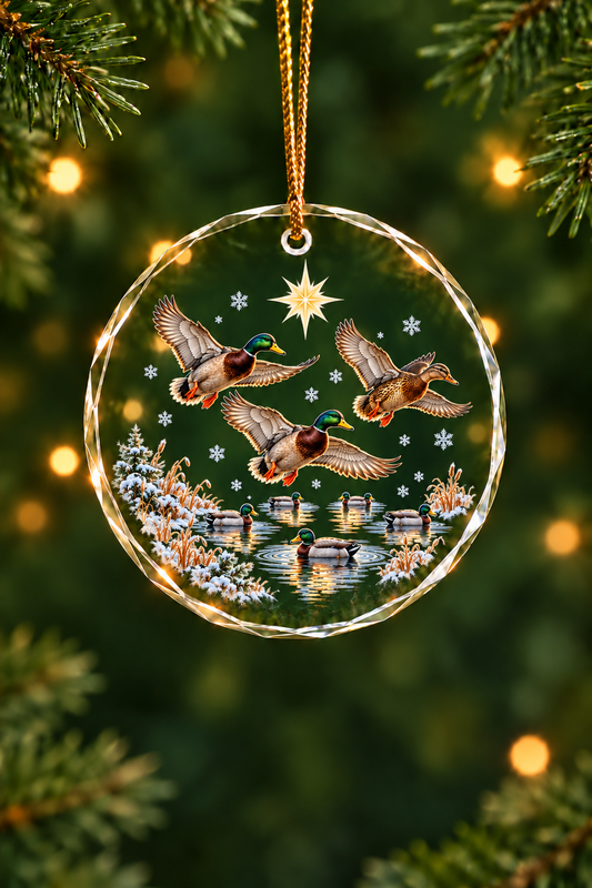 Christmas Star Mallard Spread - Glass Ornament image 1