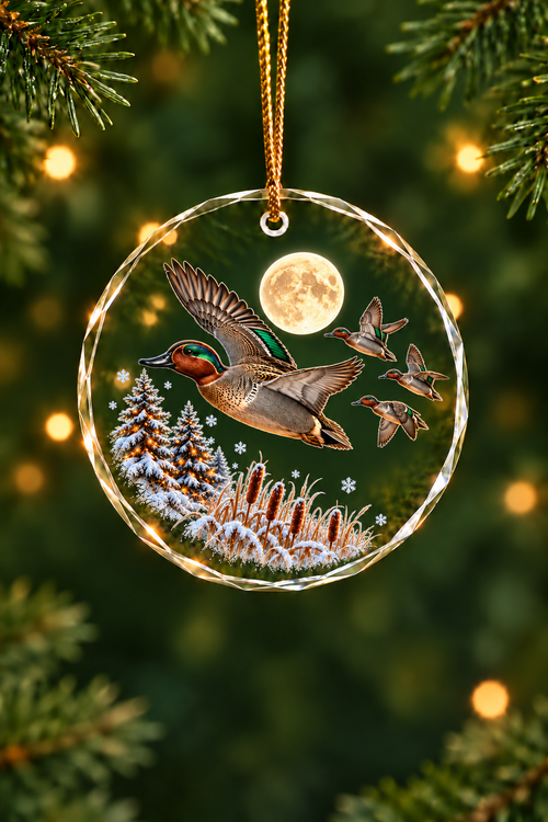 Moonlit Marsh Teal - Glass Ornament image 1