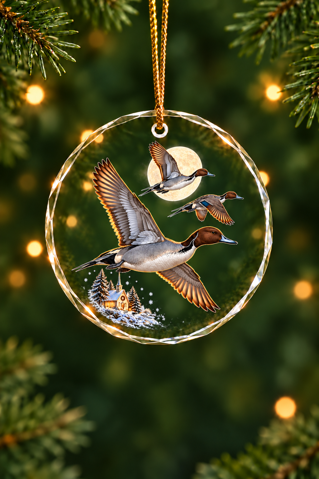 Snowy Chapel Pintail - Glass Ornament image 1