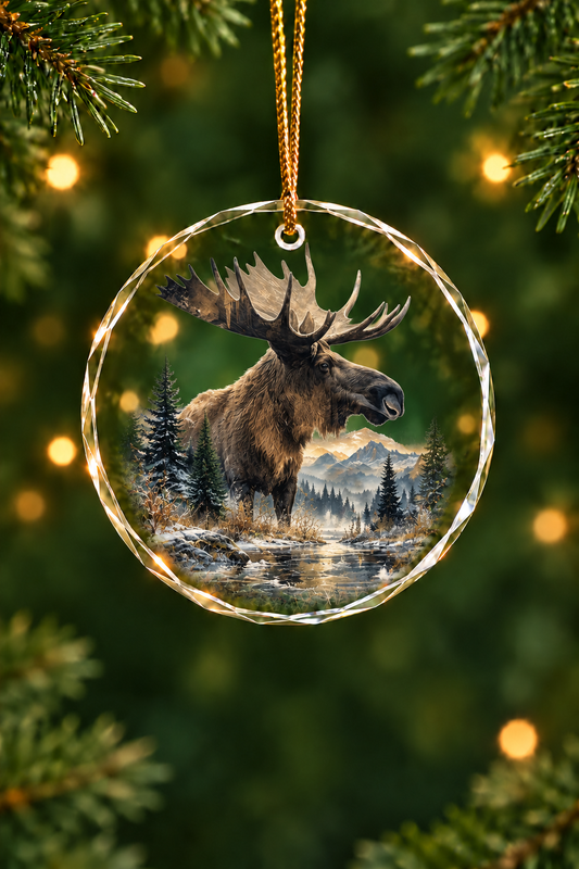 Mountain Moose Heritage - Glass Ornament image 1