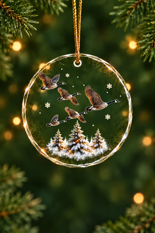 Snowy Pines Canada Goose - Glass Ornament image 1