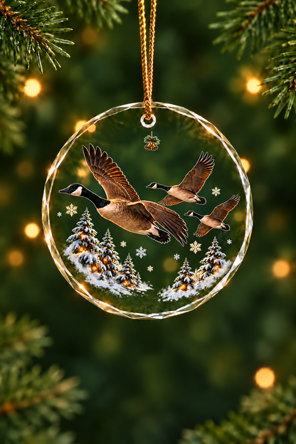 Snowfall Canada Goose Flight - Glass Ornament image 1