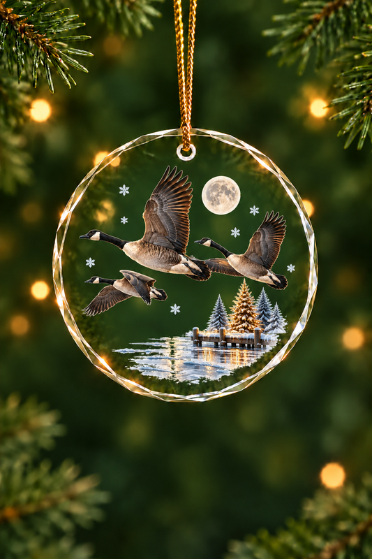 Lit Dock Canada Goose - Glass Ornament image 1