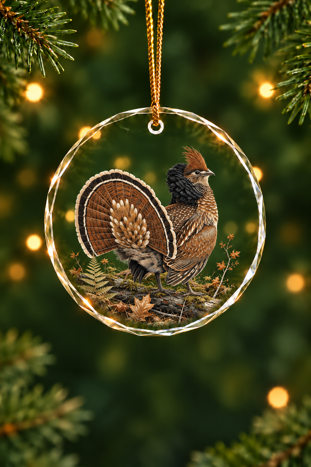 Ruffed Grouse Drummer - Glass Ornament image 1