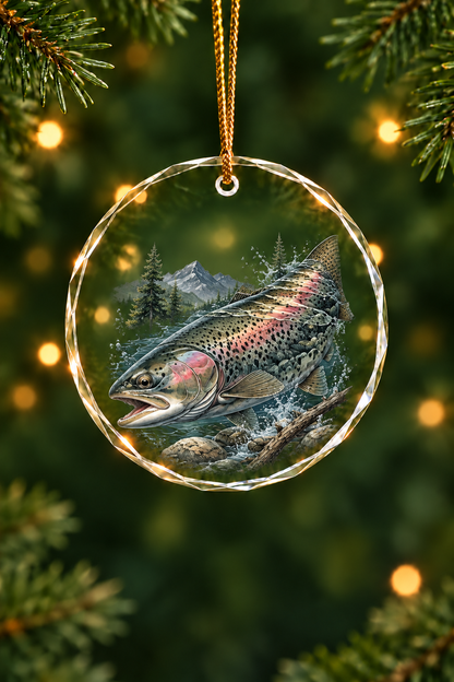 Glacier Rainbow Trout - Glass Ornament image 1