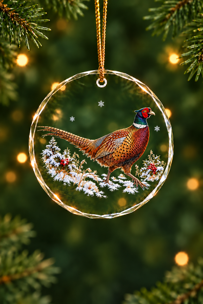 Holly Hedgerow Pheasant - Glass Ornament image 1