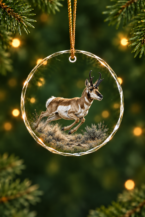 Pronghorn Sage Basin Sprint - Glass Ornament image 1