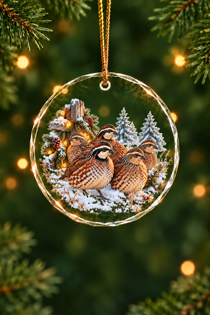 Garland Post Bobwhite Quail - Glass Ornament image 1