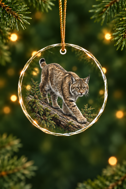 Bobcat Cedar Shadow - Glass Ornament image 1