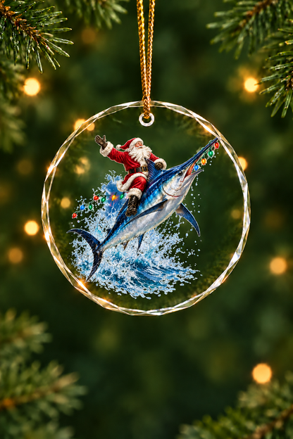 Santa Swordfish Light String - Glass Ornament image 1