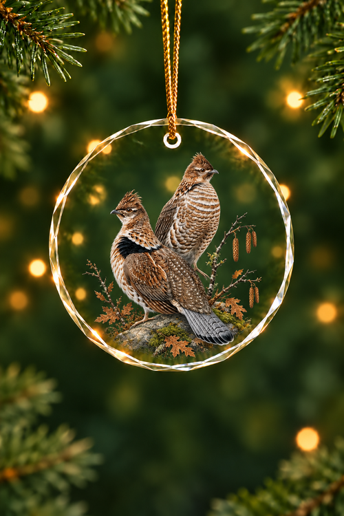 Ruffed Grouse Alder Flush - Glass Ornament image 1