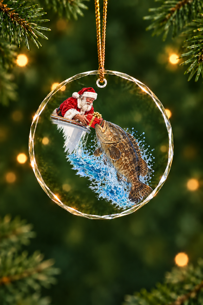 Santa Gift Goliath Grouper - Glass Ornament image 1
