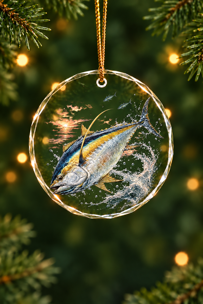 Sunset Yellowfin Tuna - Glass Ornament image 1