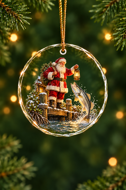 Santa Mangrove Dock Snook - Glass Ornament image 1