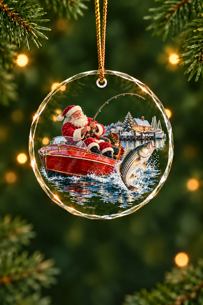 Santa Harbor Striped Bass - Glass Ornament image 1