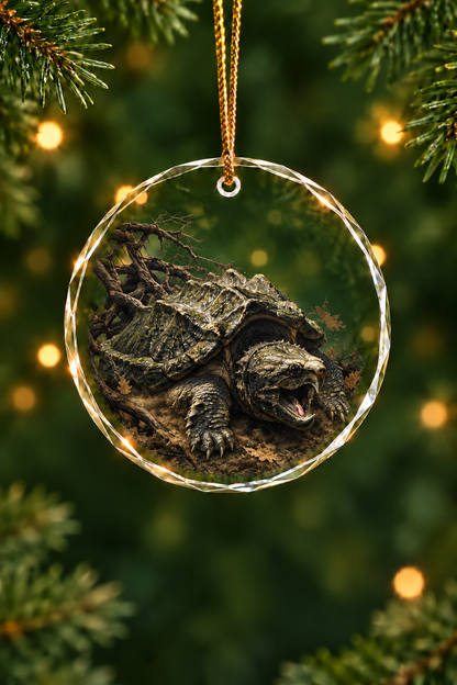 Alligator snapping turtle, Mudwater Fury - Glass Ornament image 1