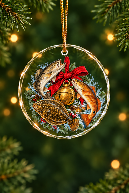 Sleigh Bell Speckled Trout Slam - Glass Ornament image 1