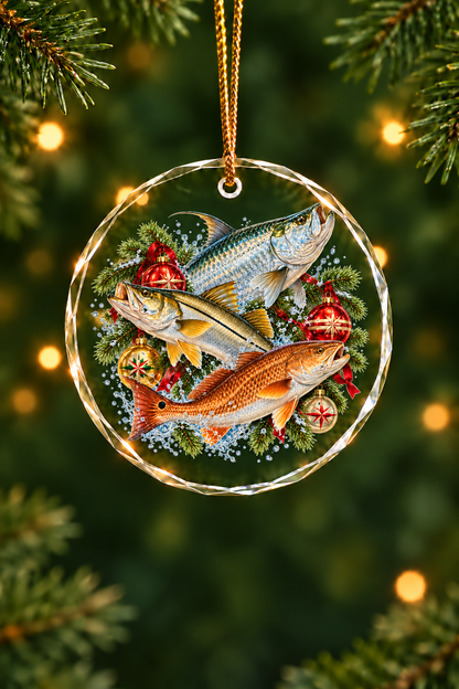 Shiny Bauble Tarpon Snook Slam - Glass Ornament image 1