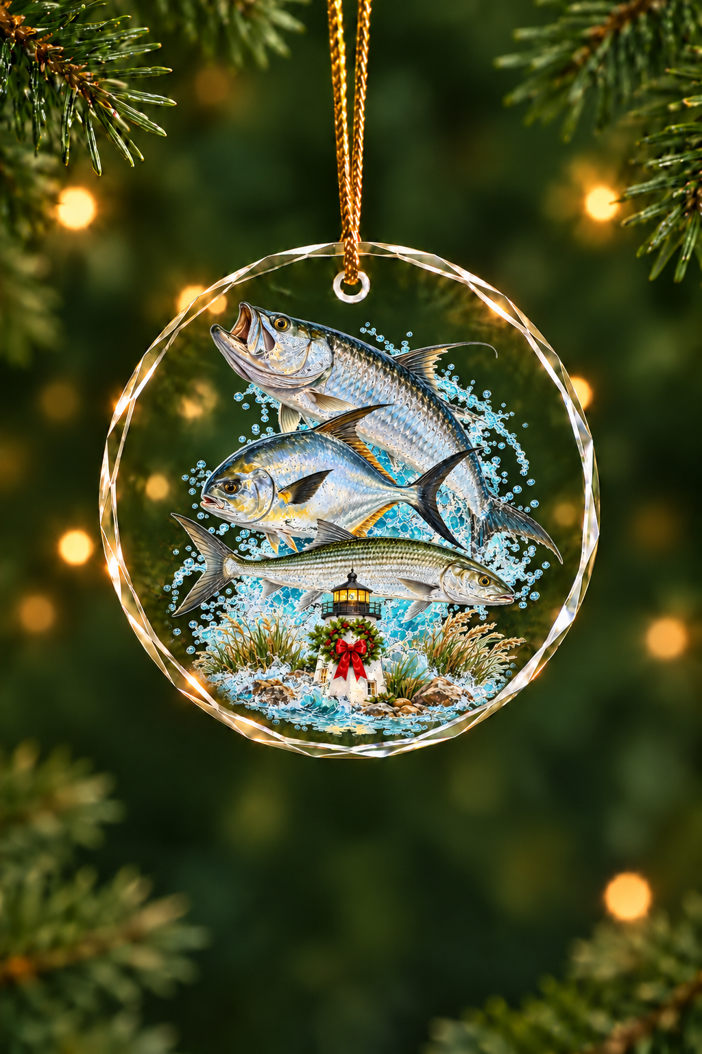Lighthouse Bonefish Permit Slam - Glass Ornament image 1