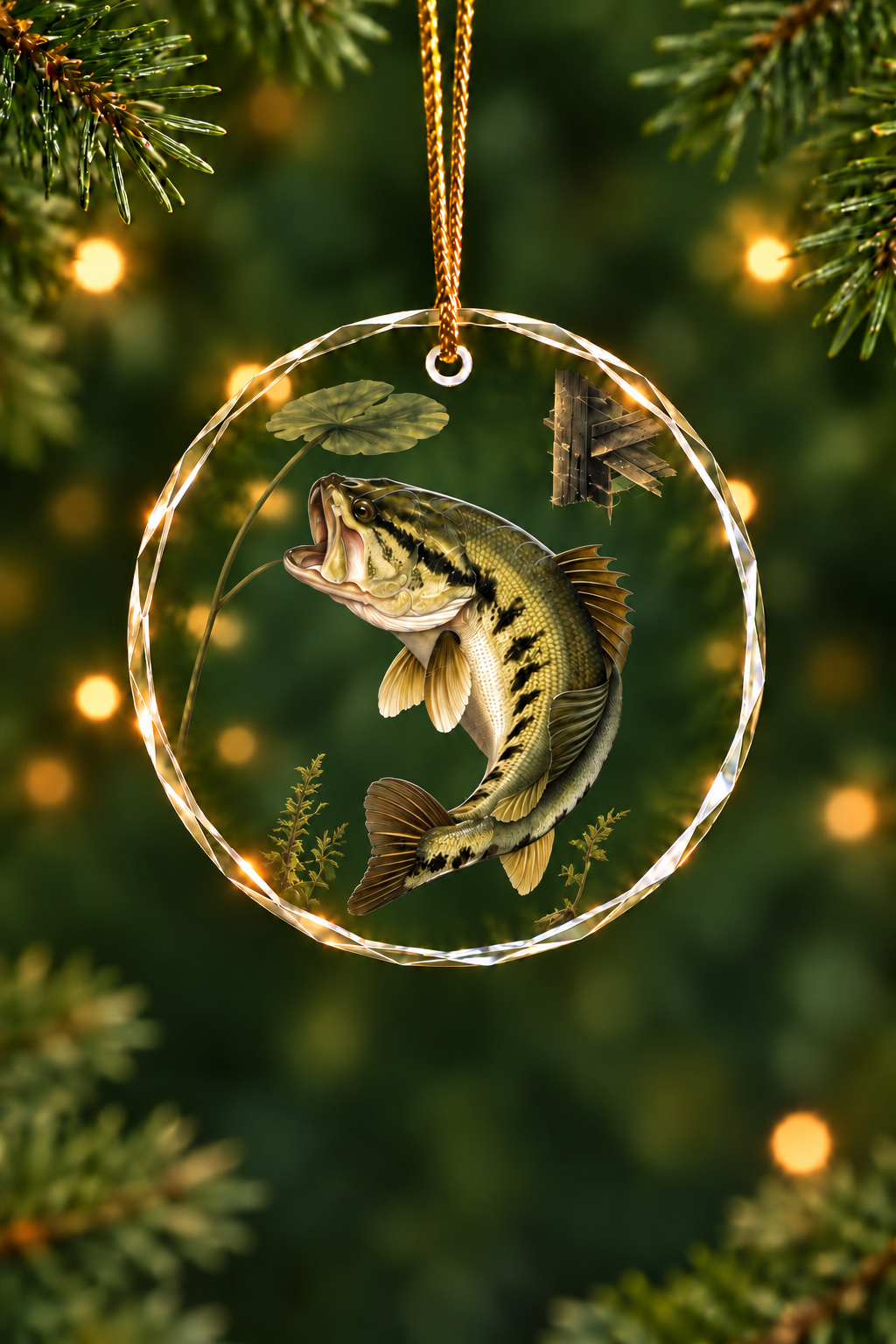 Largemouth Dockside Ambush - Glass Ornament image 1