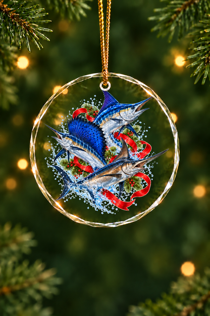 Ribbon Garland Billfish Slam - Glass Ornament image 1
