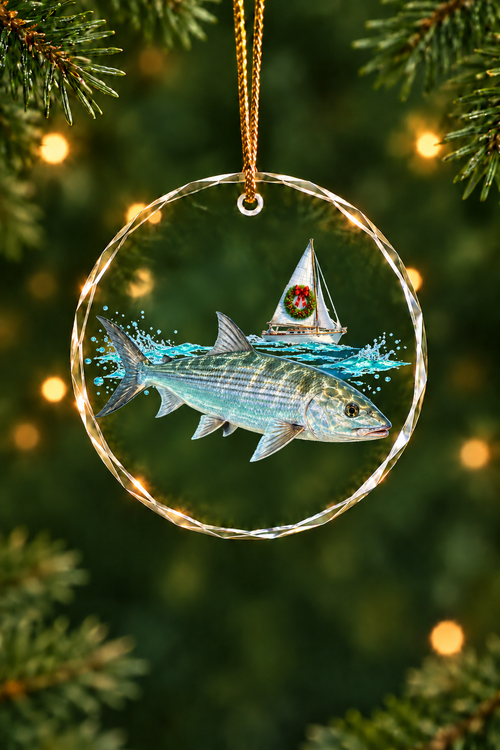 Wreath Sail Bonefish Flats - Glass Ornament image 1