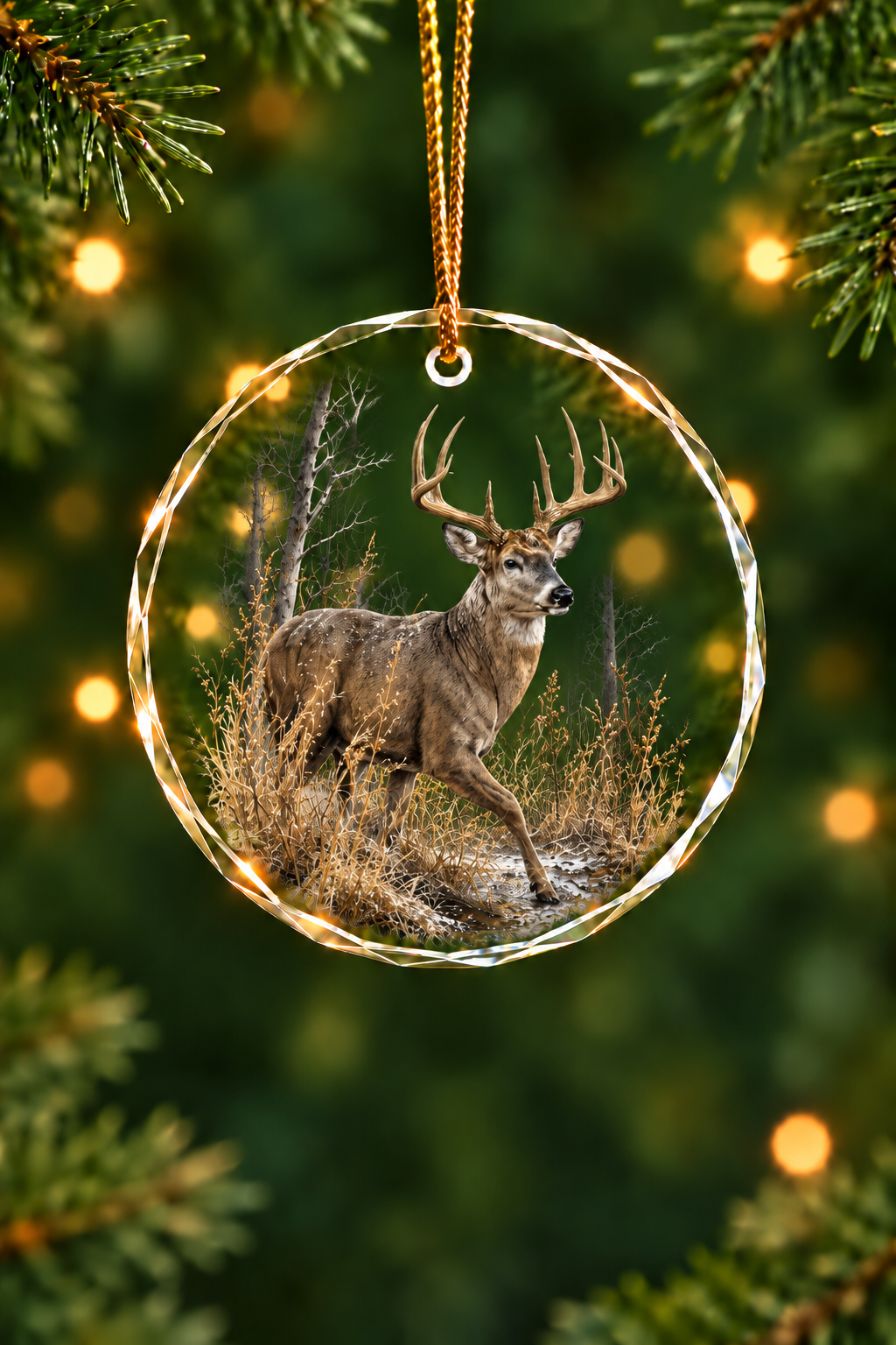 Frost Meadow Whitetail - Glass Ornament image 1