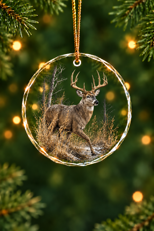 Frost Meadow Whitetail - Glass Ornament image 1