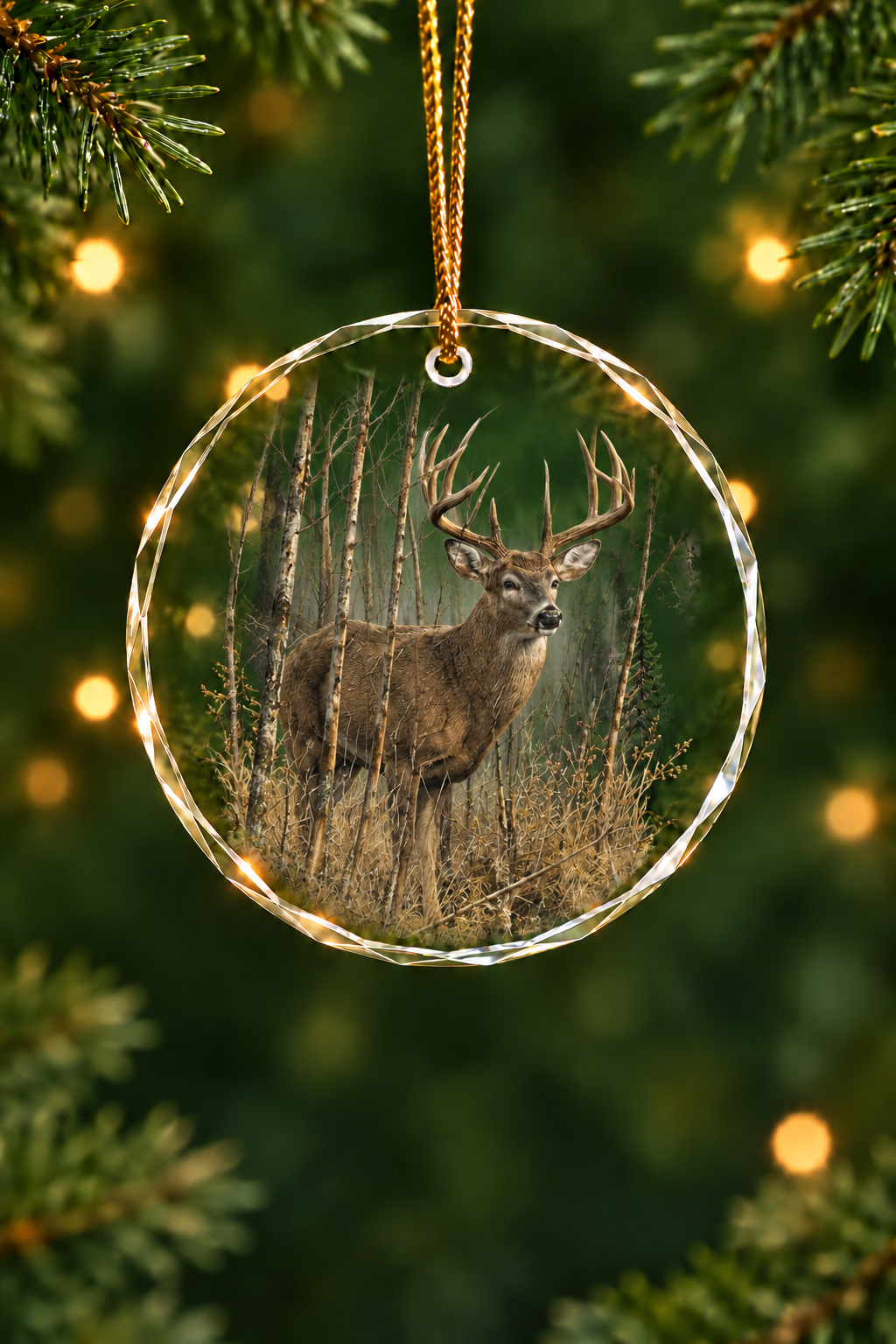 Birch Forest Whitetail - Glass Ornament image 1
