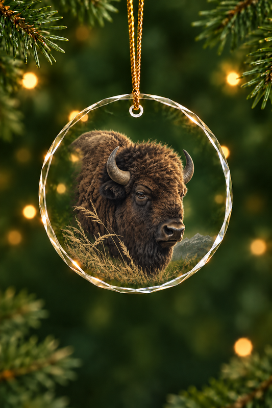 Golden Prairie Bison - Glass Ornament image 1
