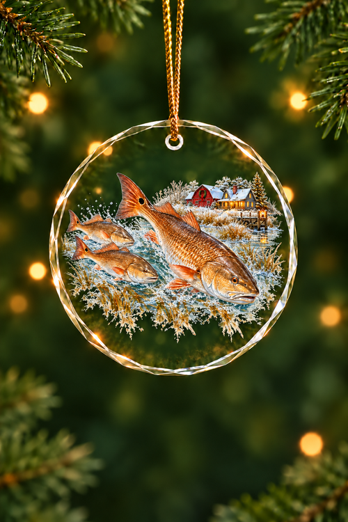 Red Barn Marsh Redfish - Glass Ornament image 1