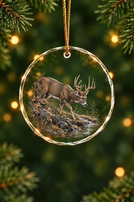 Misty Creek Whitetail - Glass Ornament image 1
