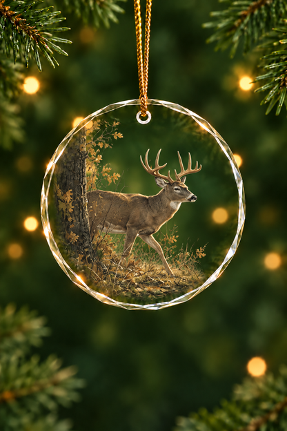 Golden Deer Dawn Stalker - Glass Ornament image 1