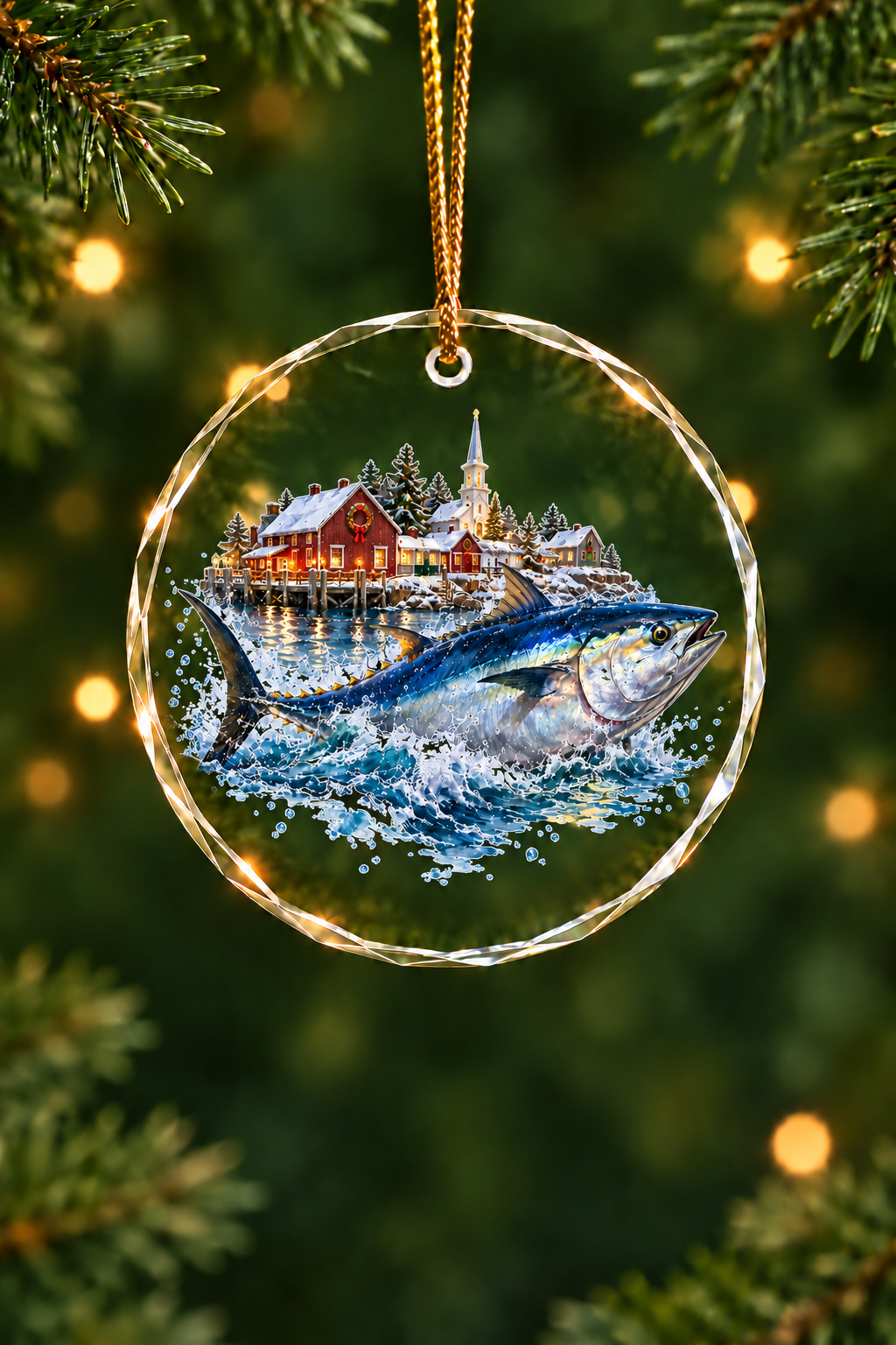 Church Steeple Bluefin Tuna - Glass Ornament image 1
