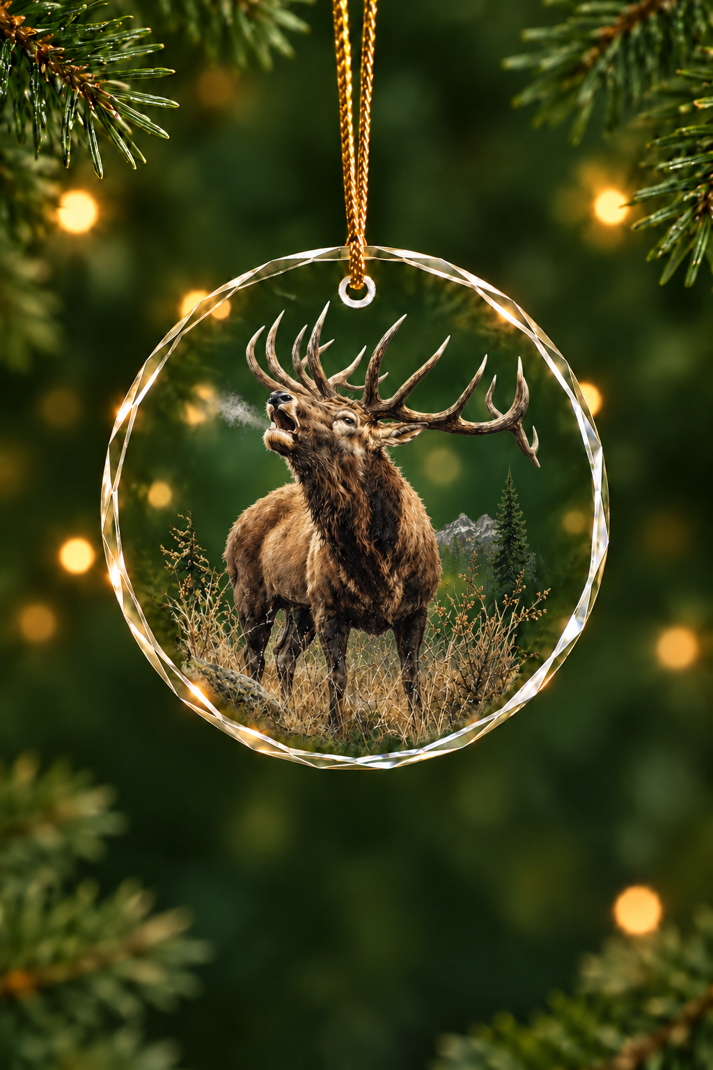 Majestic Elk Mountain Bugle - Glass Ornament image 1