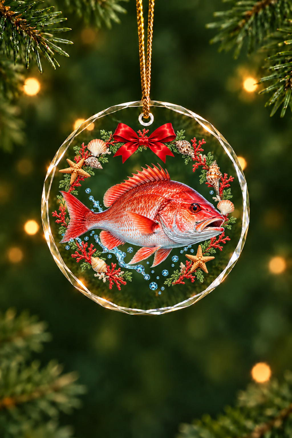 Coral Wreath Red Snapper - Glass Ornament image 1